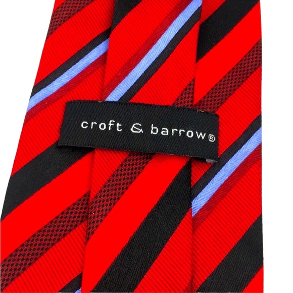 Croft & Barrows 💯% Silk Red, Black, & Blue Tie - Picture 2 of 5